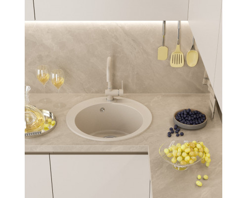 АРТЕМИДА - 51 см Мойка кухонная кварц.композит. круглая.(блок 45) бежевый