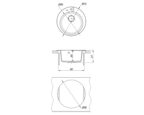 АРТЕМИДА - 51 см Мойка кухонная кварц.композит. круглая.(блок 45) бежевый