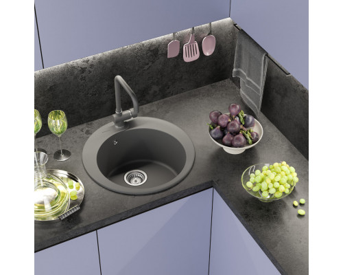 АРТЕМИДА - 51 см Мойка кухонная кварц.композит. круглая.(блок 45) серый шелк