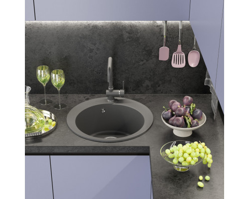 АРТЕМИДА - 51 см Мойка кухонная кварц.композит. круглая.(блок 45) серый шелк