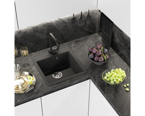 ИМПЕРИАЛ - 46 см Мойка кухонная кварц.композит. прямоуг.(блок 45) антрацит