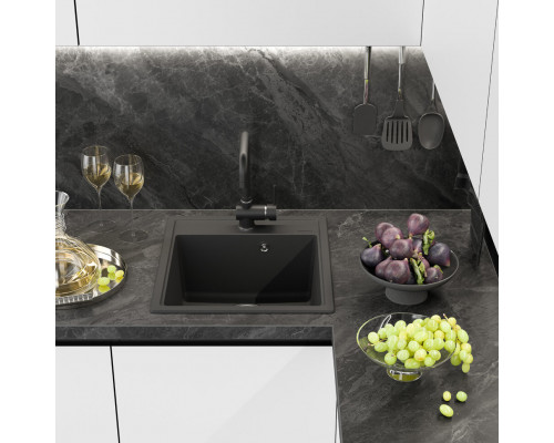 ИМПЕРИАЛ - 46 см Мойка кухонная кварц.композит. прямоуг.(блок 45) антрацит
