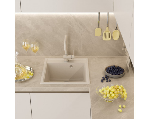 ИМПЕРИАЛ - 46 см Мойка кухонная кварц.композит. прямоуг.(блок 45) бежевый