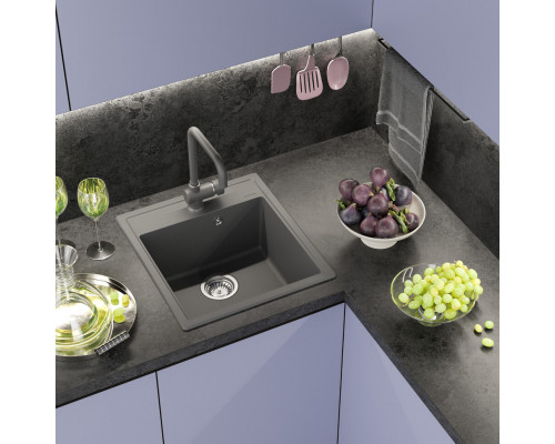 ИМПЕРИАЛ - 46 см Мойка кухонная кварц.композит. прямоуг.(блок 45) серый шелк