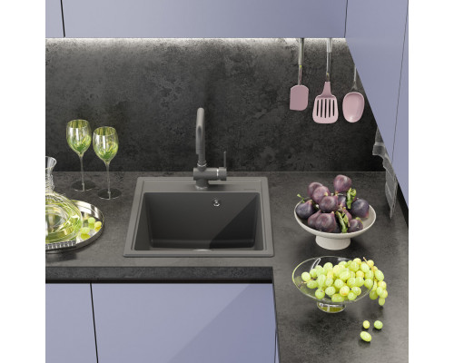 ИМПЕРИАЛ - 46 см Мойка кухонная кварц.композит. прямоуг.(блок 45) серый шелк