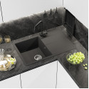 ЛИНКОР - 78 см Мойка кухонная кварц.композит. прямоуг.(блок 50) антрацит