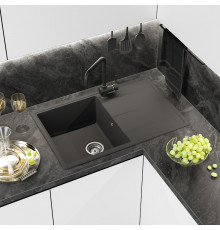 ЛИНКОР - 78 см Мойка кухонная кварц.композит. прямоуг.(блок 50) антрацит