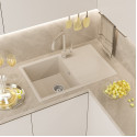 ЛИНКОР - 78 см Мойка кухонная кварц.композит. прямоуг.(блок 50) бежевый