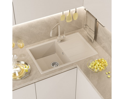 ЛИНКОР - 78 см Мойка кухонная кварц.композит. прямоуг.(блок 50) бежевый