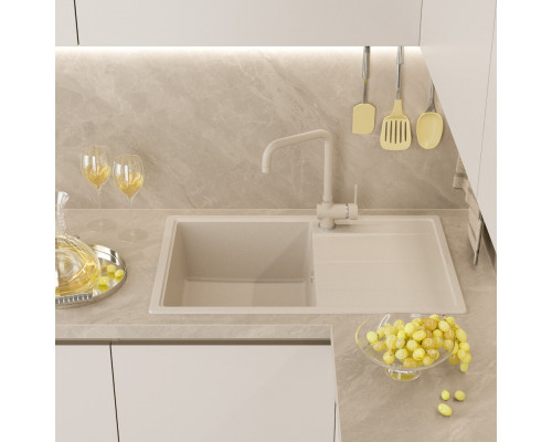 ЛИНКОР - 78 см Мойка кухонная кварц.композит. прямоуг.(блок 50) бежевый