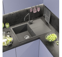 ЛИНКОР - 78 см Мойка кухонная кварц.композит. прямоуг.(блок 50) серый шелк