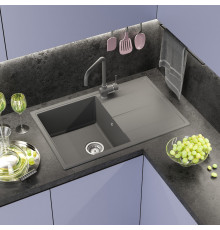 ЛИНКОР - 78 см Мойка кухонная кварц.композит. прямоуг.(блок 50) серый шелк