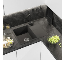 ТИТАН - 65 см Мойка кухонная кварц.композит. прямоуг.(блок 50) антрацит
