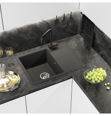 ТИТАН - 65 см Мойка кухонная кварц.композит. прямоуг.(блок 50) антрацит