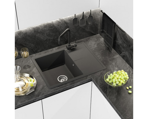 ТИТАН - 65 см Мойка кухонная кварц.композит. прямоуг.(блок 50) антрацит