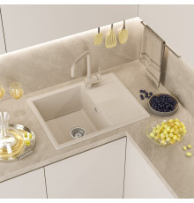ТИТАН - 65 см Мойка кухонная кварц.композит. прямоуг.(блок 50) бежевый
