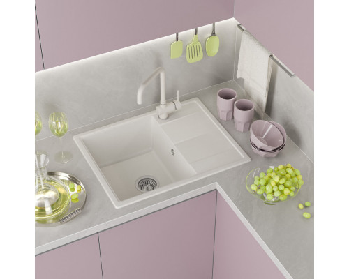 ТИТАН - 65 см Мойка кухонная кварц.композит. прямоуг.(блок 50) жасмин
