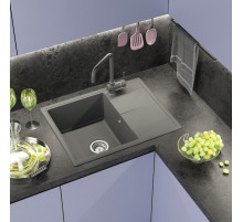 ТИТАН - 65 см Мойка кухонная кварц.композит. прямоуг.(блок 50) серый шелк