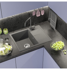 ТИТАН - 65 см Мойка кухонная кварц.композит. прямоуг.(блок 50) серый шелк
