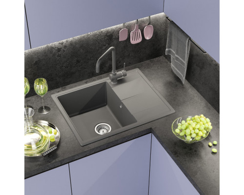ТИТАН - 65 см Мойка кухонная кварц.композит. прямоуг.(блок 50) серый шелк