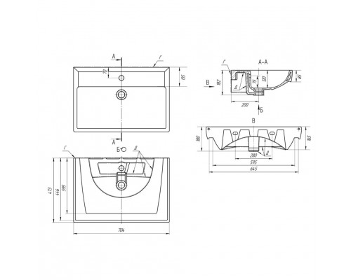 Умывальник мебельный  "Дрея  Q 70"