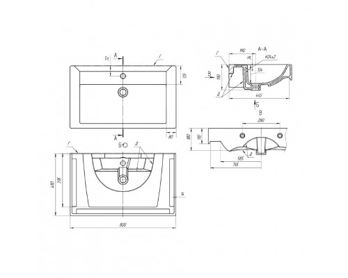Умывальник мебельный  "Дрея  Q 80"