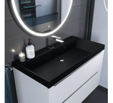 Раковина кварцевая для ванной Uperwood Classic Quartz (100 см, черная матовая, космос)