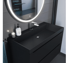 Раковина кварцевая для ванной Uperwood Classic Quartz (100 см, черная матовая, уголь)