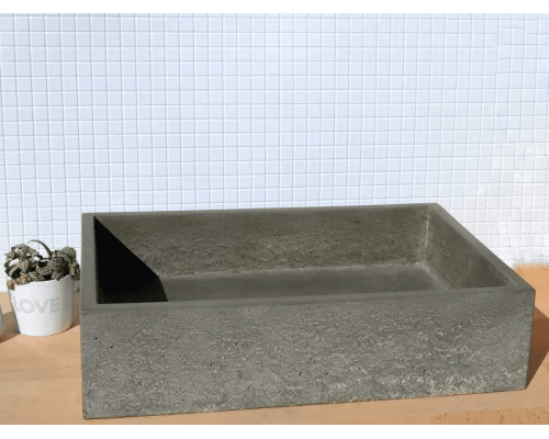 Заказать Раковина для ванной комнаты накладная Uperwood Angkor (60x40 см, прямоугольная, графит) в магазине сантехники Santeh-Crystal.ru