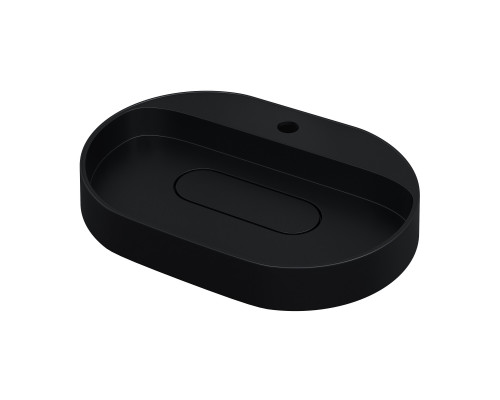 Раковина накладная кварцевая Uperwood Tanos Quartz 55х40х10 см, овальная, черная матовая, уголь