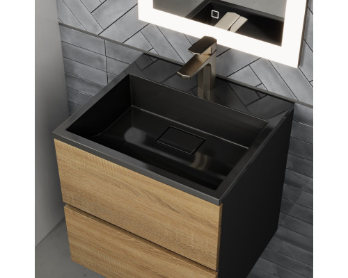 Раковина для ванной полувстраиваемая Uperwood Barsa, 50 см, черная глянцевая