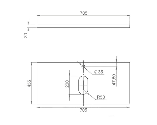 Приобрести Столешница под раковину для ванной подвесная Uperwood Tanos (с кронштейнами, 70 см, темное дерево) в магазине сантехники Santeh-Crystal.ru