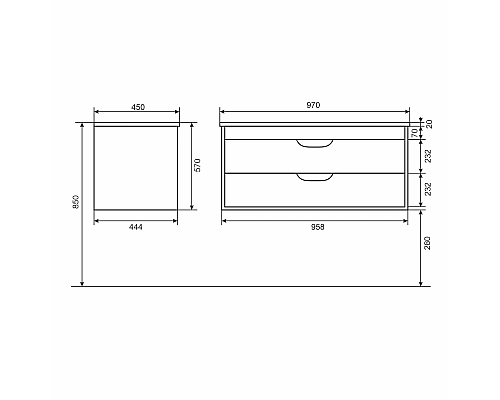 Приобрести Тумба под раковину для ванной Uperwood Modul (100 см, подвесная, глянцевая, белая) в магазине сантехники Santeh-Crystal.ru