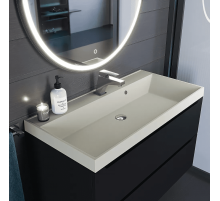 Раковина кварцевая для ванной Uperwood Classic Quartz (100 см, бежевая матовая, лён)