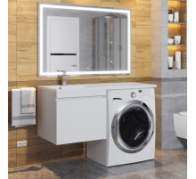 Тумба с раковиной под стиральную машину Uperwood Magenta (60/120 см, подвесная, белая, выдвижной ящик, левая)
