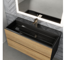 Раковина для ванной полувстраиваемая Uperwood Barsa, 100 см, черная глянцевая