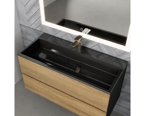 Раковина для ванной полувстраиваемая Uperwood Barsa, 100 см, черная глянцевая