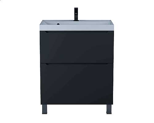 Приобрести Тумба под раковину для ванной комнаты Uperwood Tanos напольная (70 см, черная, 2 ящика) в магазине сантехники Santeh-Crystal.ru