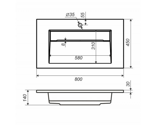 Раковина для ванной Uperwood Next Premium 80 см, серый глянец