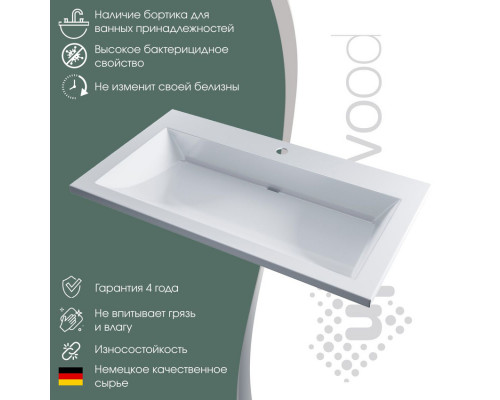 Раковина для ванной полувстраиваемая Uperwood Infinity 80х45х14 см, белая глянцевая