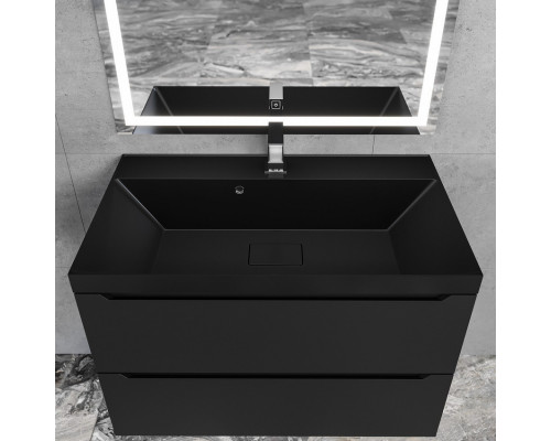 Раковина для ванной Uperwood Classic New 80 см, черная глянцевая, с накладкой для слива