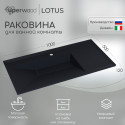 Раковина для ванной кварцевая Uperwood Lotus Quartz 100х50х13 см, черная матовая, уголь