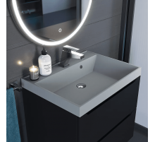 Раковина кварцевая для ванной Uperwood Classic Quartz (70 см, серая матовая, платина)