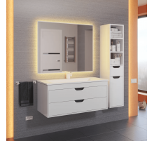 Тумба с раковиной для ванной Uperwood Modul (100 см, подвесная, матовая, белая/графит)