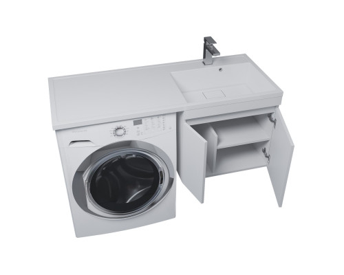 Тумба с раковиной под стиральную машину Uperwood Magenta (60/120 см, подвесная, белая, с дверцами, правая)