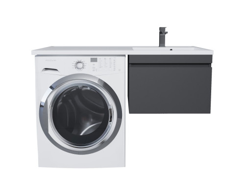 Тумба с раковиной под стиральную машину Uperwood Magenta (60/120 см, подвесная, черная, выдвижной ящик, правая)