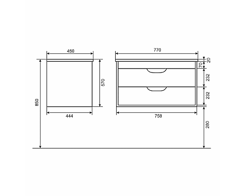 Приобрести Тумба с раковиной для ванной Uperwood Modul (80 см, подвесная, матовая, черная) в магазине сантехники Santeh-Crystal.ru