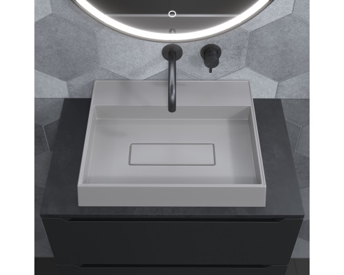 Раковина накладная кварцевая Uperwood Tanos Quartz 50 см, прямоугольная, без отверстия для смесителя, жасмин