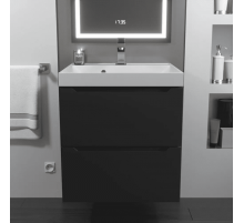 Тумба с раковиной для ванной Uperwood Tanos (50 см, подвесная, матовая, черная)