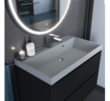 Раковина кварцевая для ванной Uperwood Classic Quartz (80 см, серая матовая, платина)